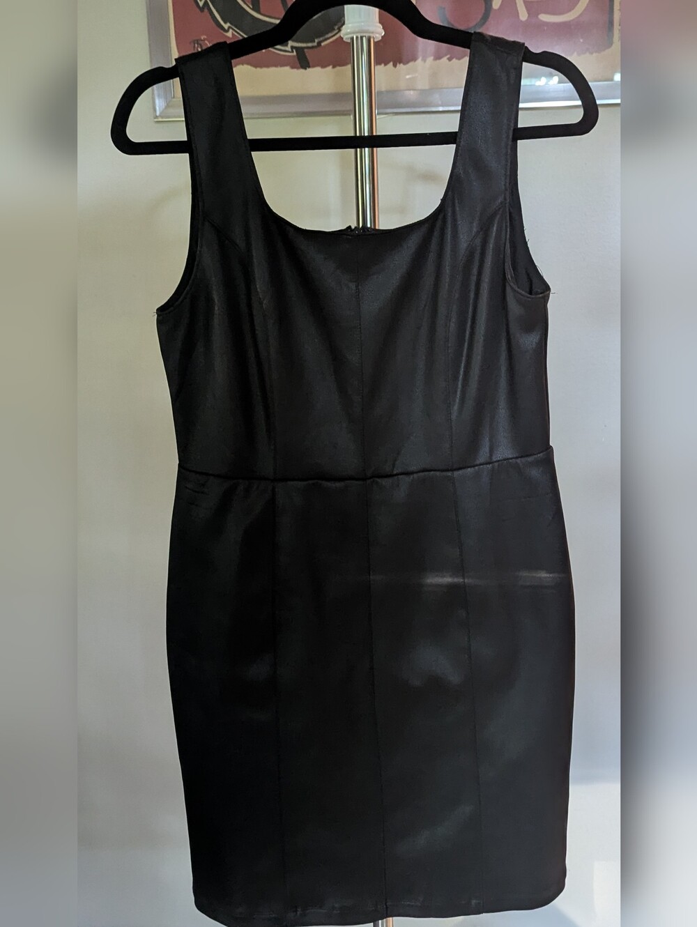 Altar'd State Kepler Black Faux Leather Mini Dress Size L $20 LBD